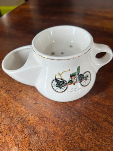 Vintage cream ceramic scuttle - ceramic,